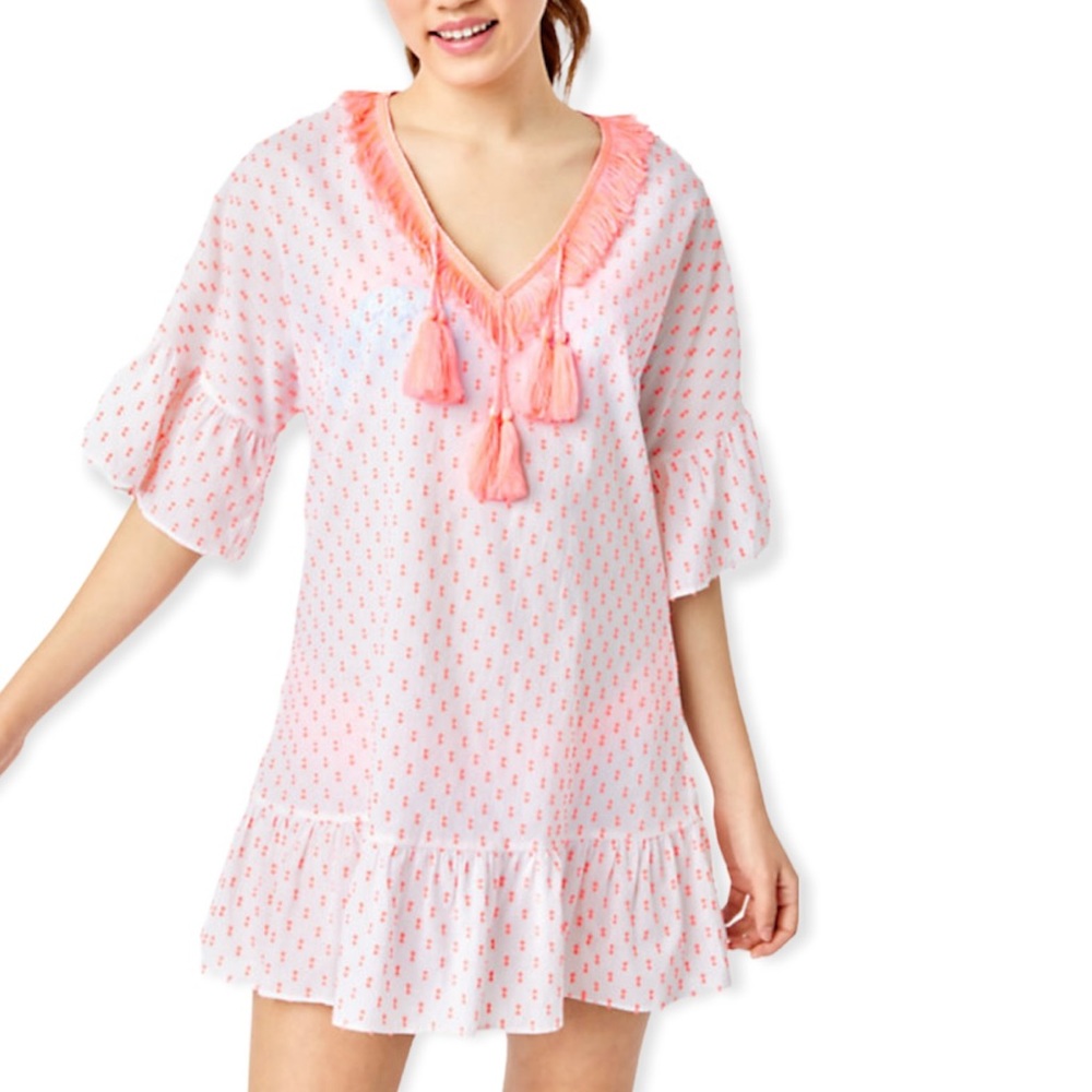 LILLY PULITZER Kipper Cover-Up Tangelo Neon Clip Beach Dress Swimwear